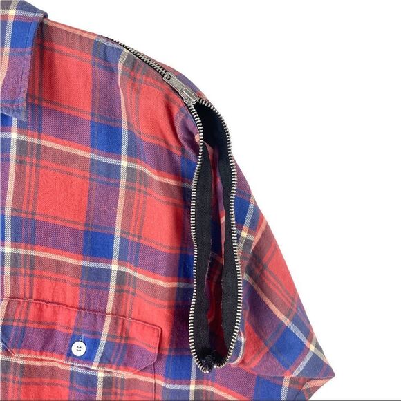 R13 Red Short Sleeved Flannel Plaid Shirt Size M (like Fear of God) - Picture 9 of 10